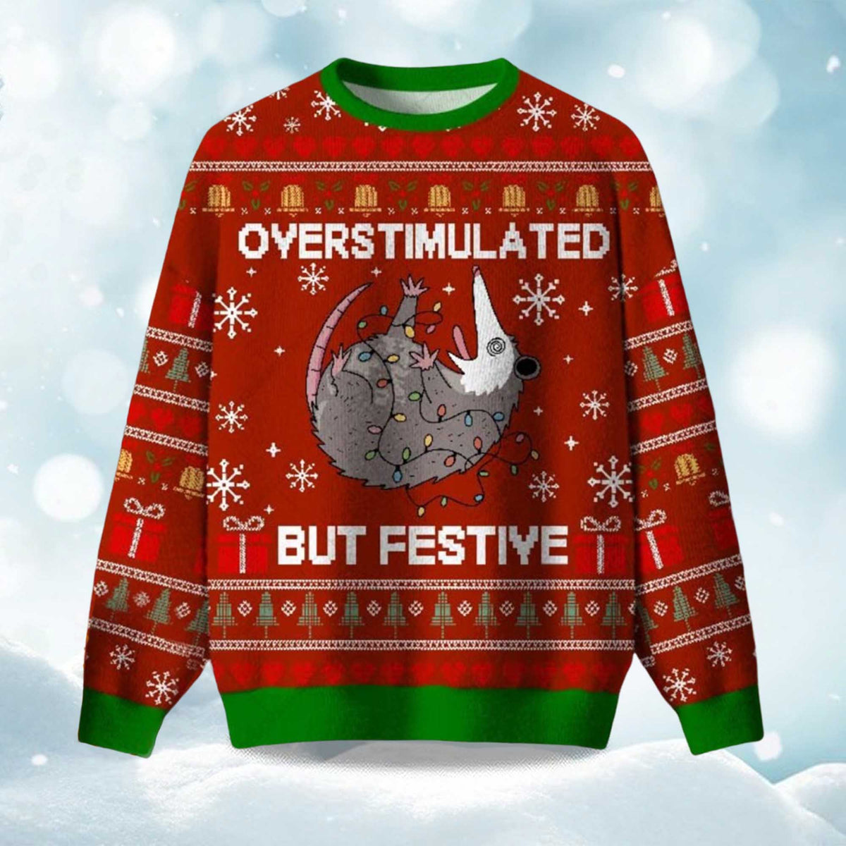 Christmas Overstimulated But Festive Ugly Christmas Sweater - Holiday Gift product image