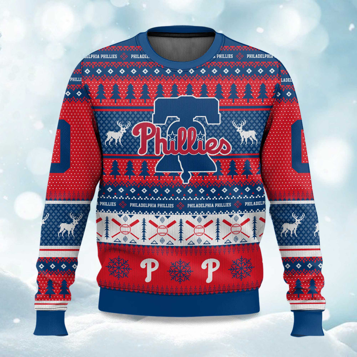 Christmas Phillies Baseball Personalized Ugly Christmas Sweater - Holiday Gift product image