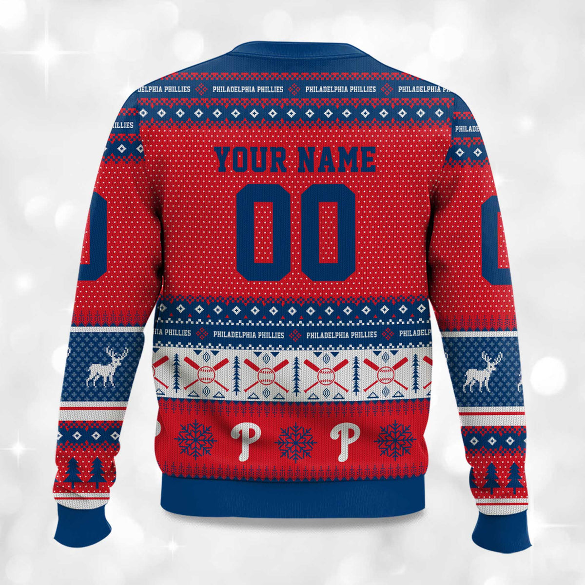 Christmas Phillies Baseball Personalized Ugly Christmas Sweater - Holiday Gift product image 4