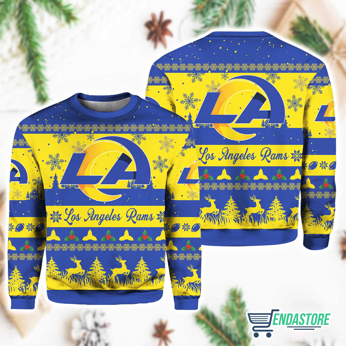 Christmas Ram Festive Reindeer And Tree 3D Ugly Christmas Sweater - Holiday Gift product image