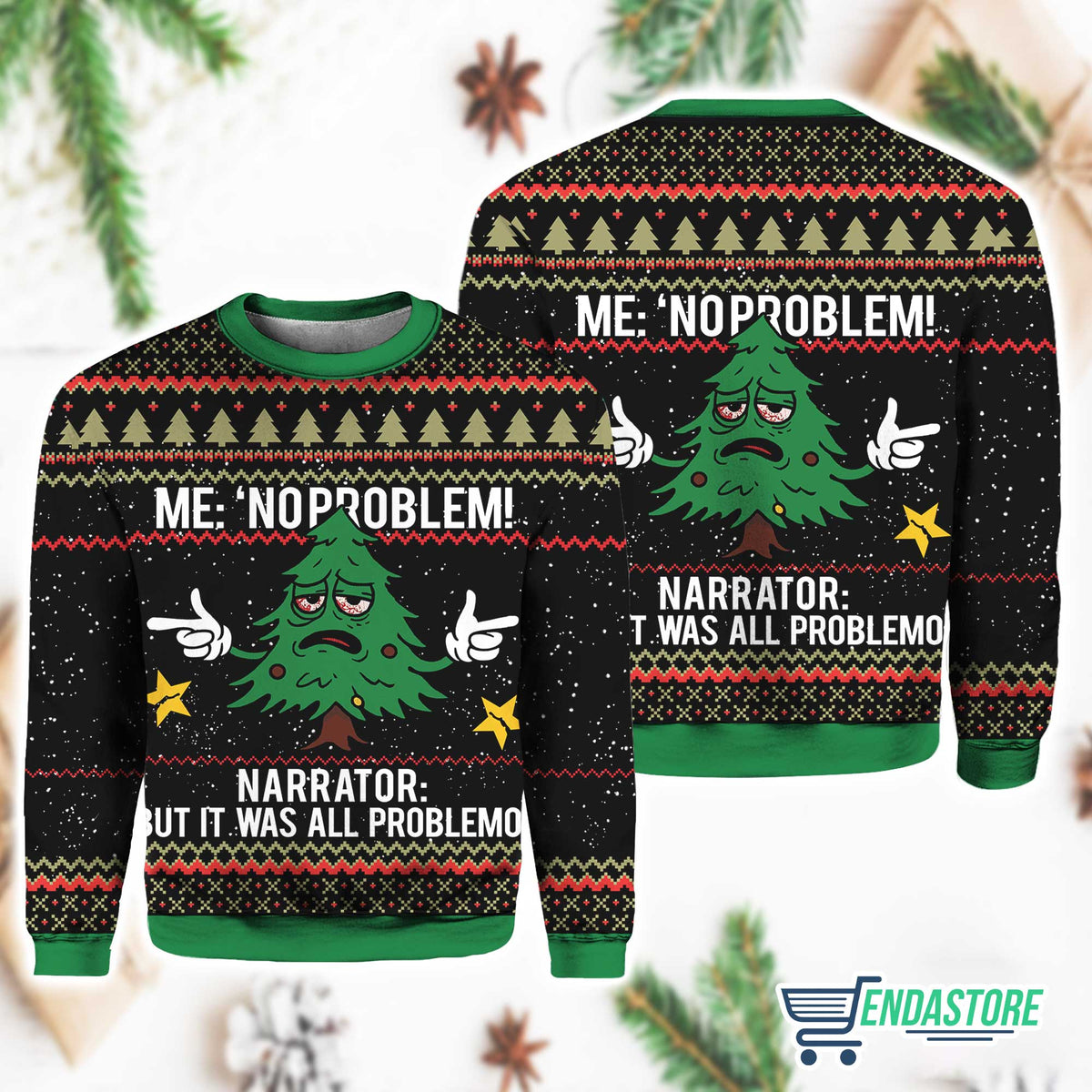 Christmas Tree Me No Problemo 3D Ugly Christmas Sweater - Holiday Gift product image