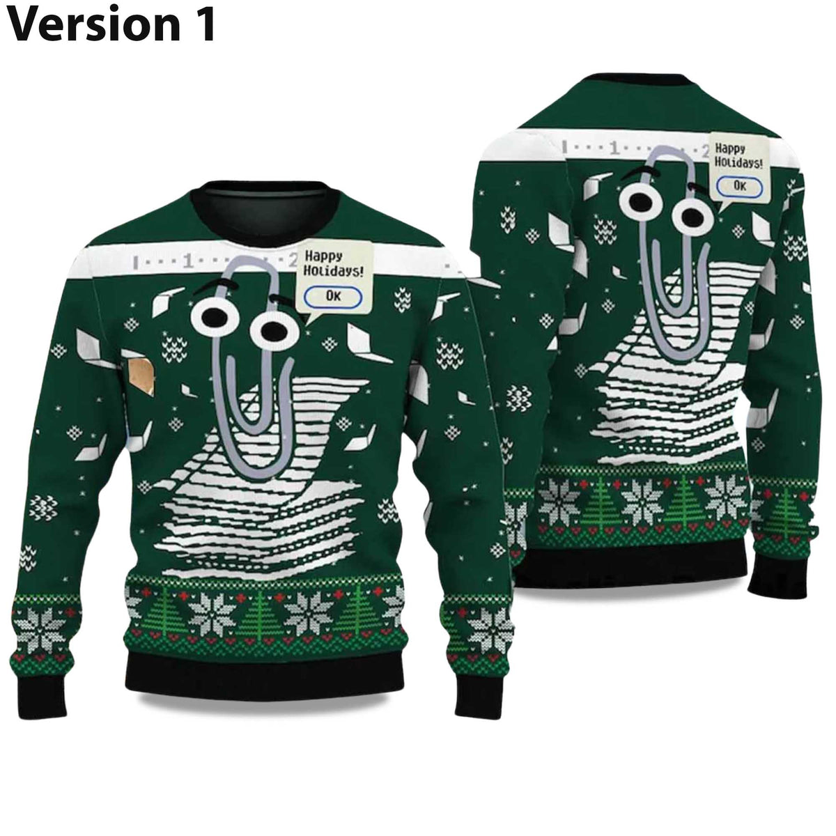 Clippy Holiday Ugly Christmas Sweater - Holiday Gift product image