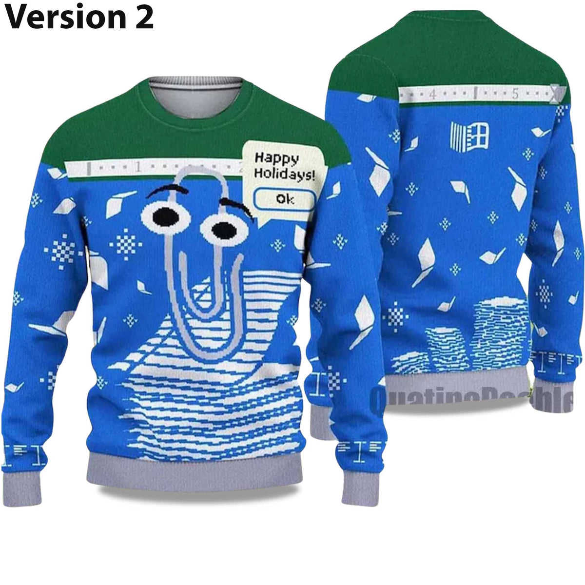 Clippy Holiday Ugly Christmas Sweater - Holiday Gift product image 4