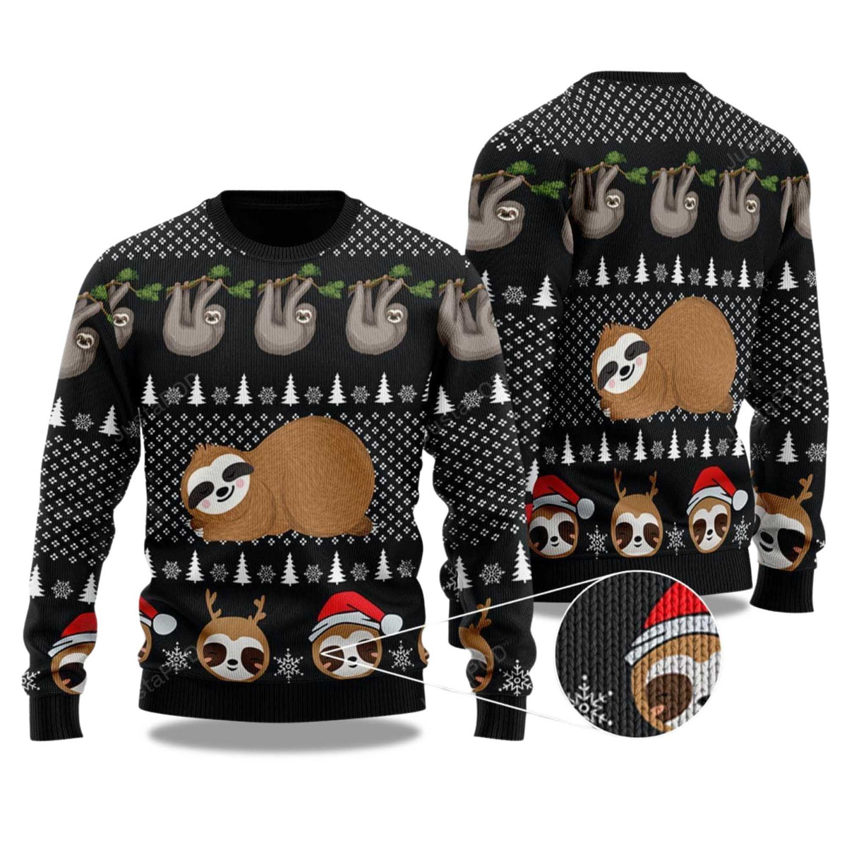 Cute Sloth Santa Ugly Christmas Sweater - Holiday Gift product image