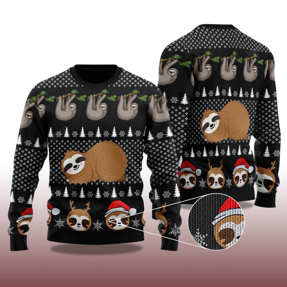 Cute Sloth Santa Ugly Christmas Sweater - Holiday Gift product image 4