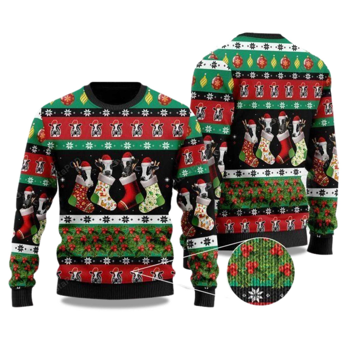 Dairy Cow Ugly Christmas Sweater - Holiday Gift product image