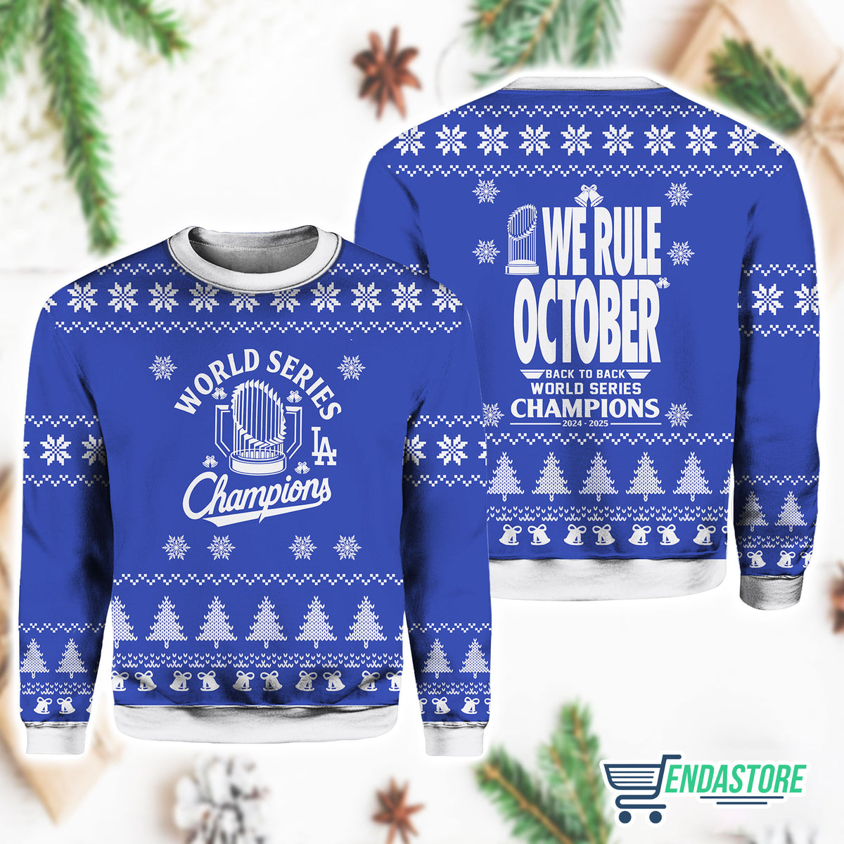 Dodger World Series We Rule October Back To Back 3D Ugly Christmas Sweater - Gift Idea product image