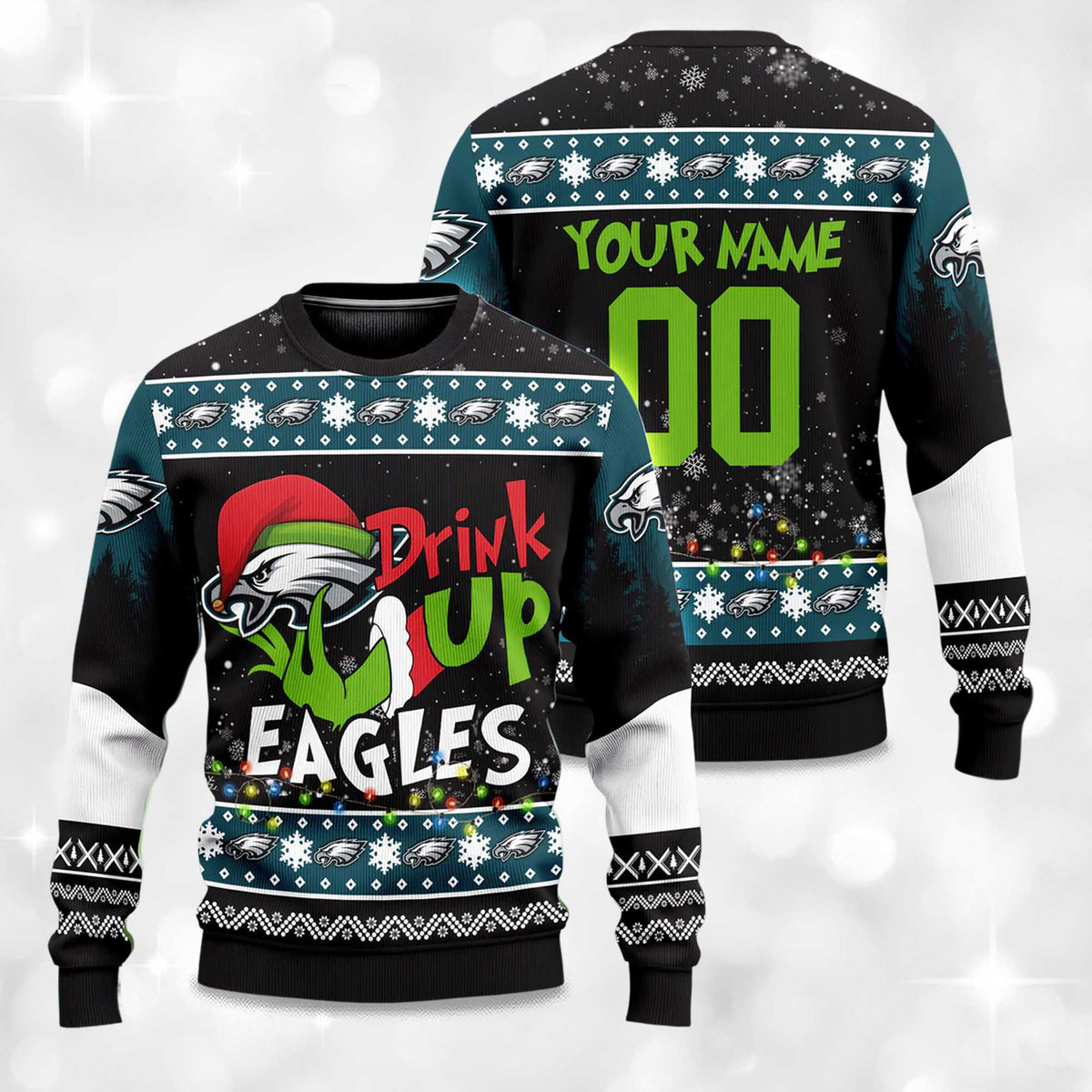 Eagles Drink Up Grnch Ugly Christmas Sweater - Holiday Gift product image 4
