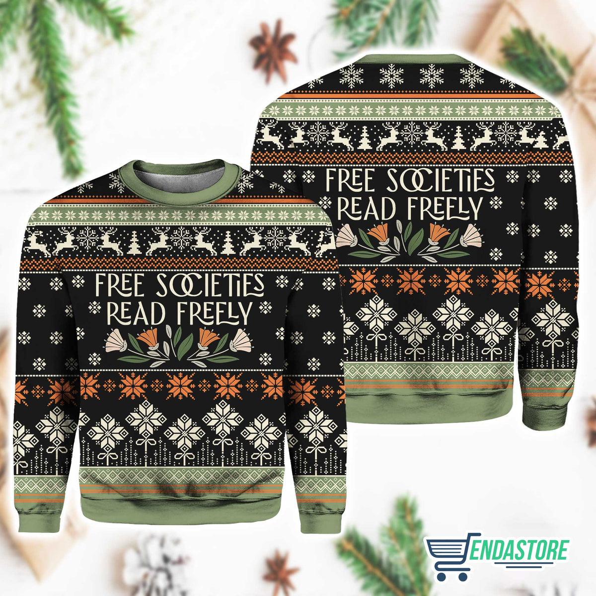 Free Societies Read Freely 3D Ugly Christmas Sweater - Holiday Gift product image