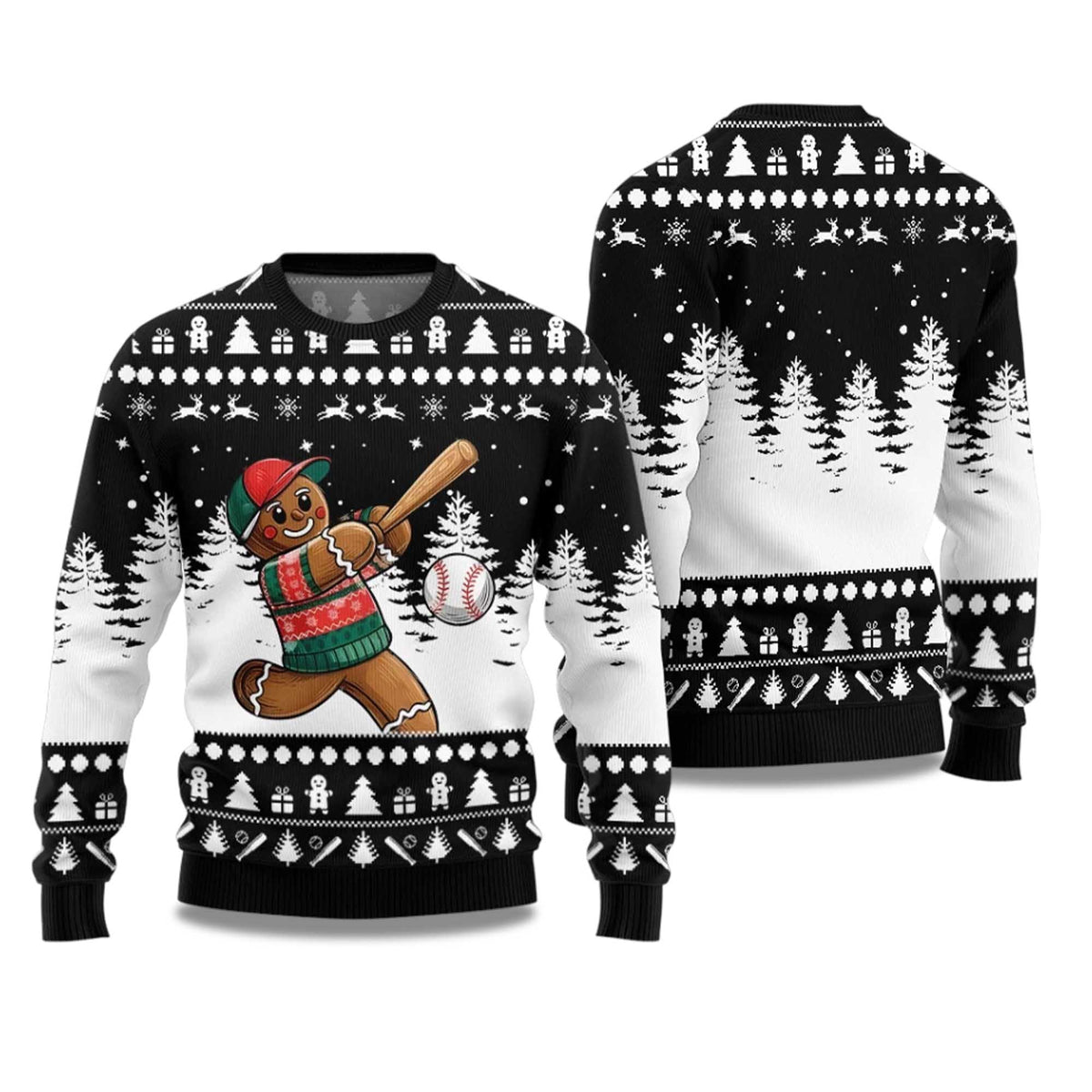Gingerbread Baseball Ugly Christmas Sweater - Holiday Gift product image