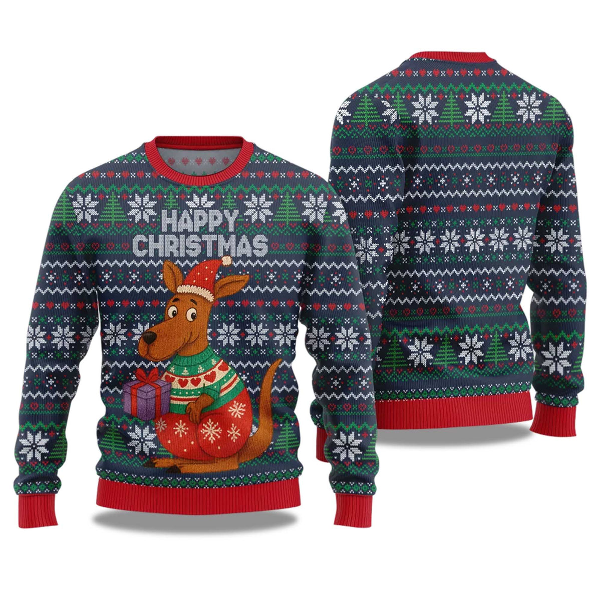 Happy Christmas Kangaroo Ugly Christmas Sweater - Holiday Gift product image