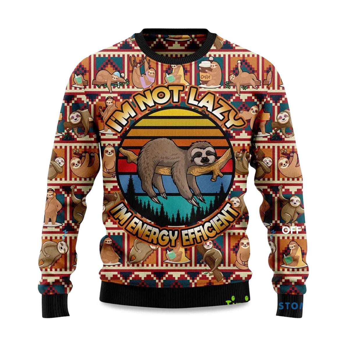 I’m Not Lazy I’m Energy Efficient Ugly Christmas Sweater - Holiday Gift product image