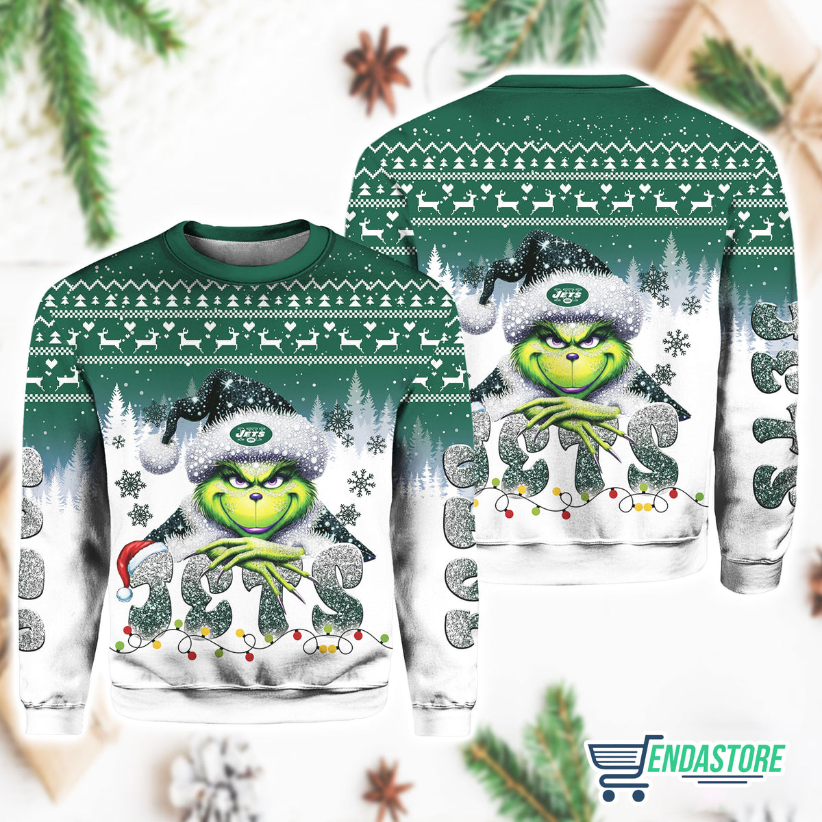 Jets Grnch Season 3D Ugly Christmas Sweater - Holiday Gift product image