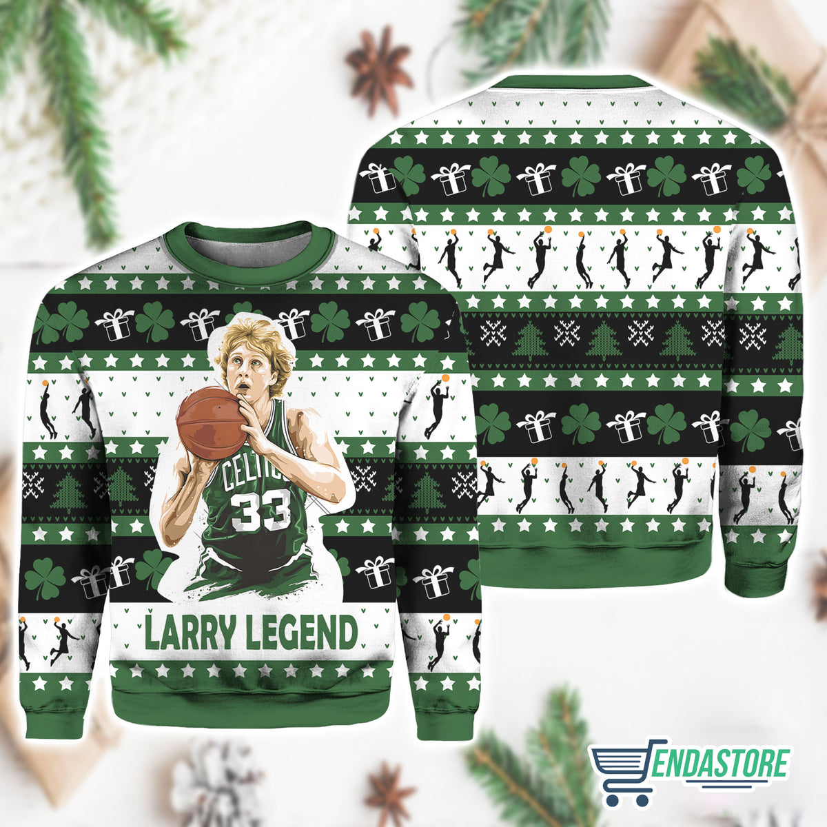 Larry Bird Basketball 3D Ugly Christmas Sweater - Holiday Gift product image