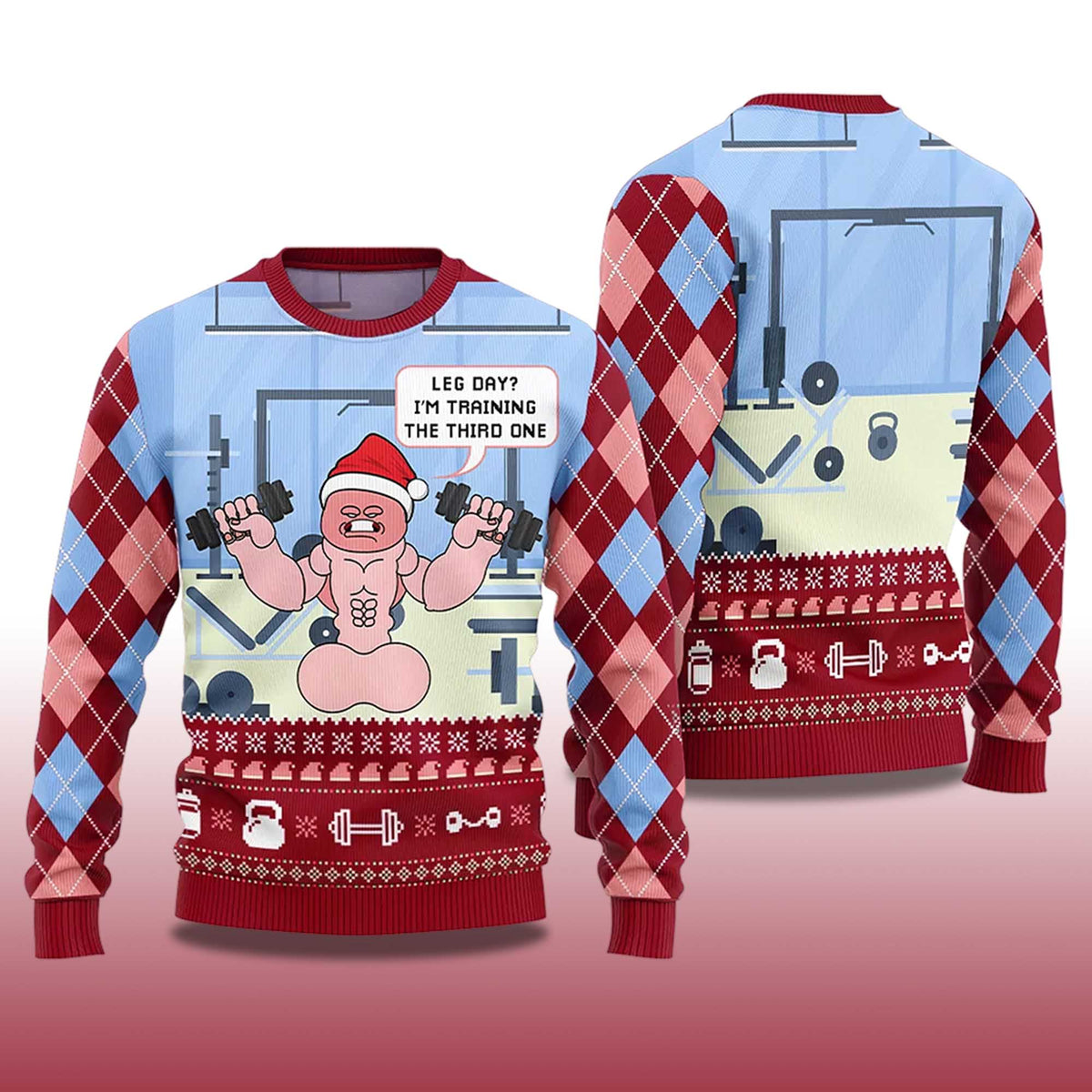 Leg Day I’m Training The Third One Ugly Christmas Sweater - Holiday Gift product image 4