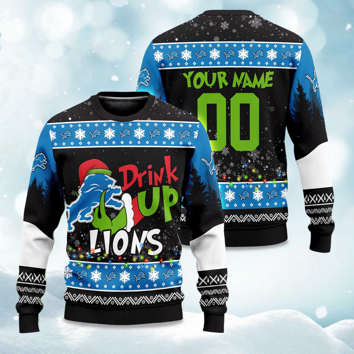 Lions Drink Up Grnch Ugly Christmas Sweater - Holiday Gift product image