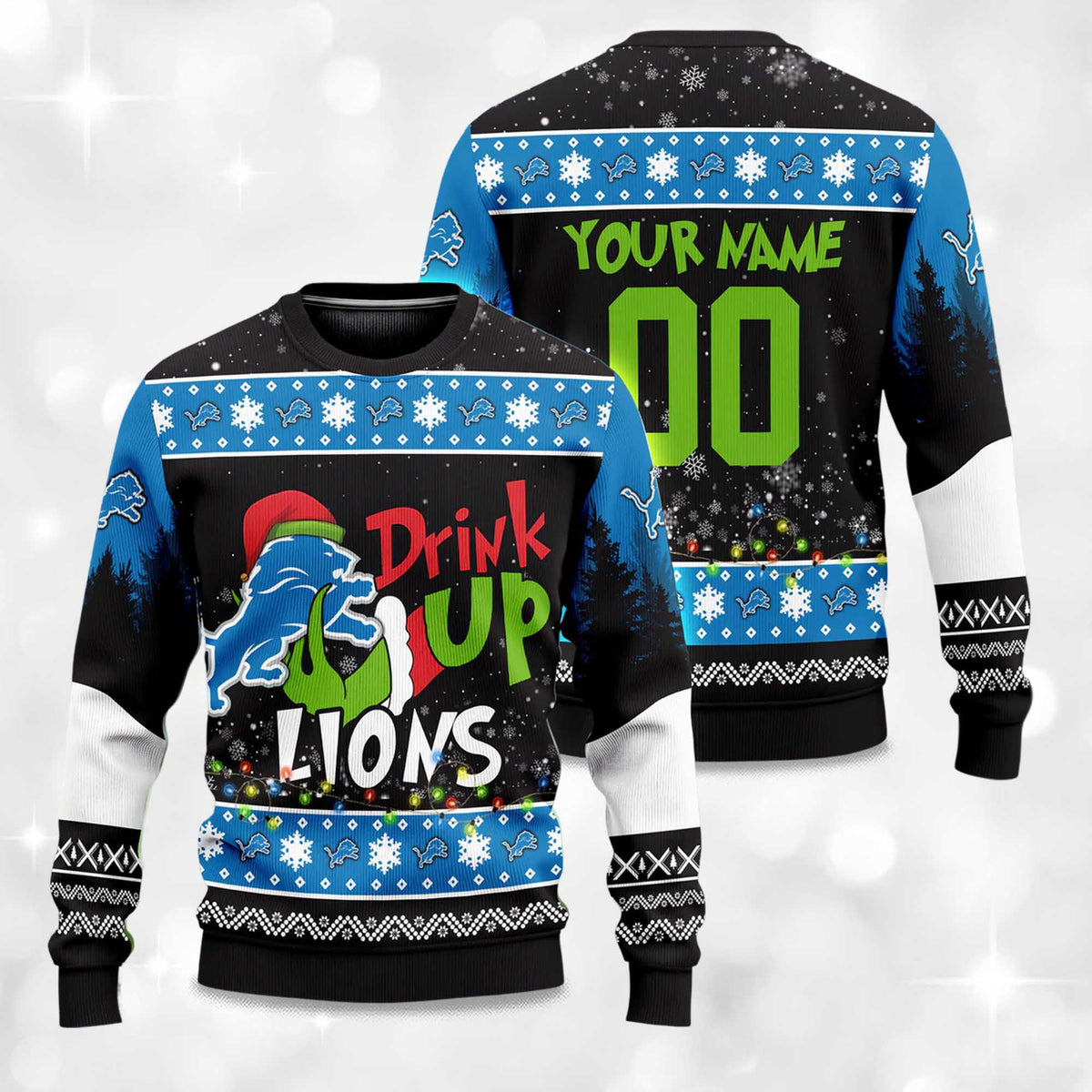 Lions Drink Up Grnch Ugly Christmas Sweater - Holiday Gift product image 4