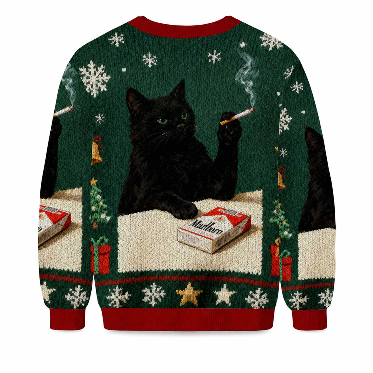 Marlboro Smoking Cat Meme Ugly Christmas Sweater - Holiday Gift product image
