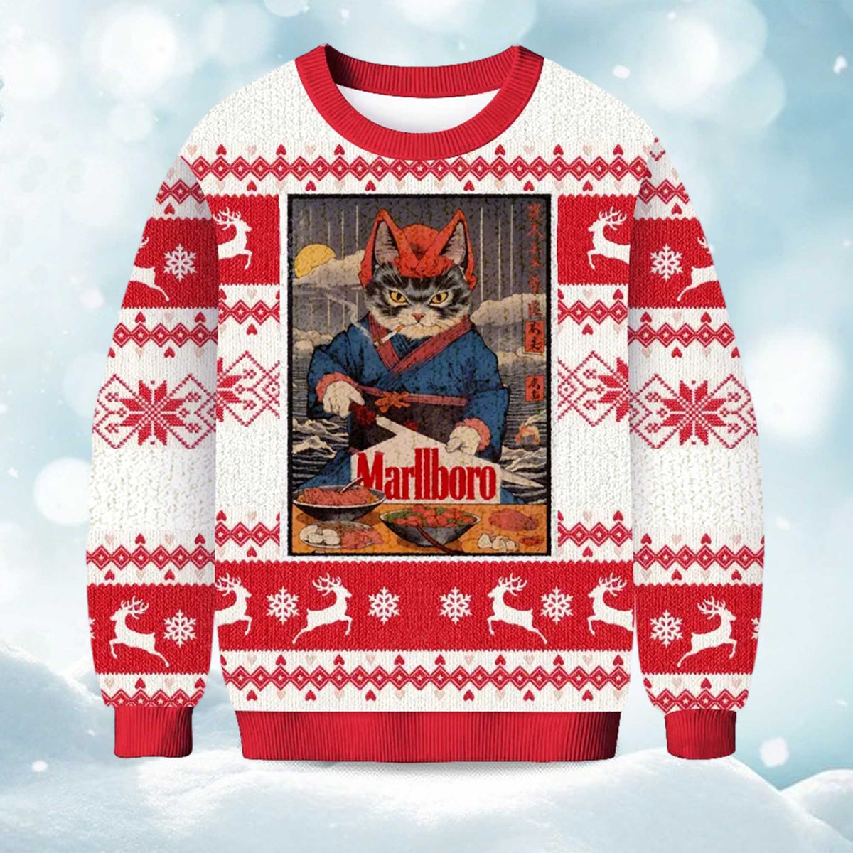 Marllboro Cat Japanese Ugly Christmas Sweater - Holiday Gift product image