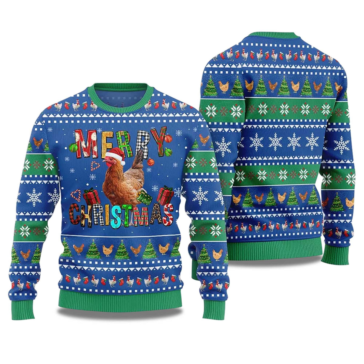 Merry Christmas Chicken Ugly Christmas Sweater - Holiday Gift product image 4