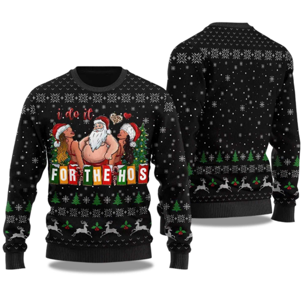 Merry I Do It For The Hos Santa Ugly Christmas Sweater - Holiday Gift product image