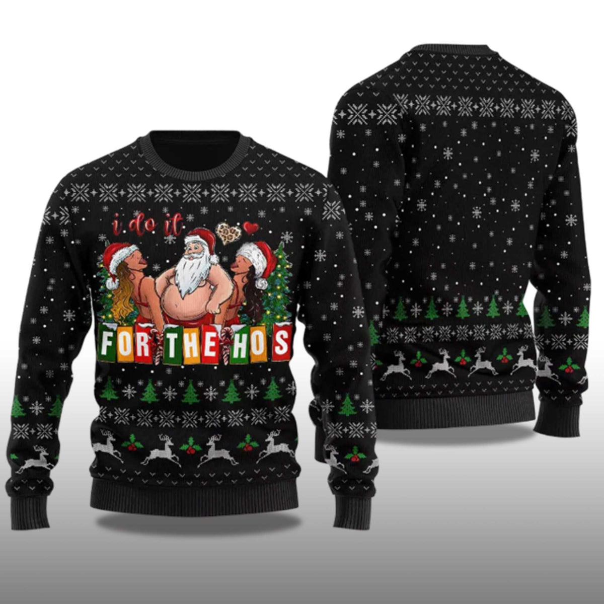 Merry I Do It For The Hos Santa Ugly Christmas Sweater - Holiday Gift product image 4