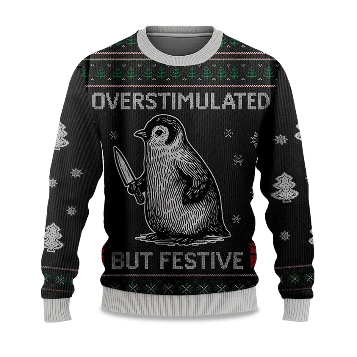 Overstimulated but Festive 3D Ugly Christmas Sweater - Holiday Gift product image