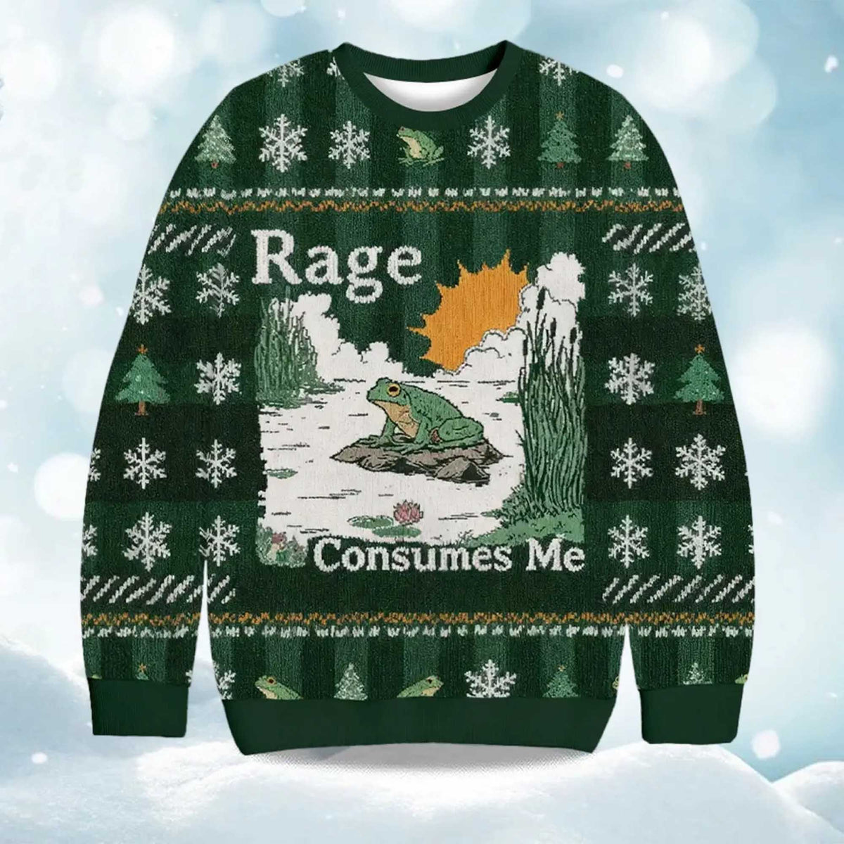 Rage Consumes Me Frog Pond Ugly Christmas Sweater - Holiday Gift product image 4