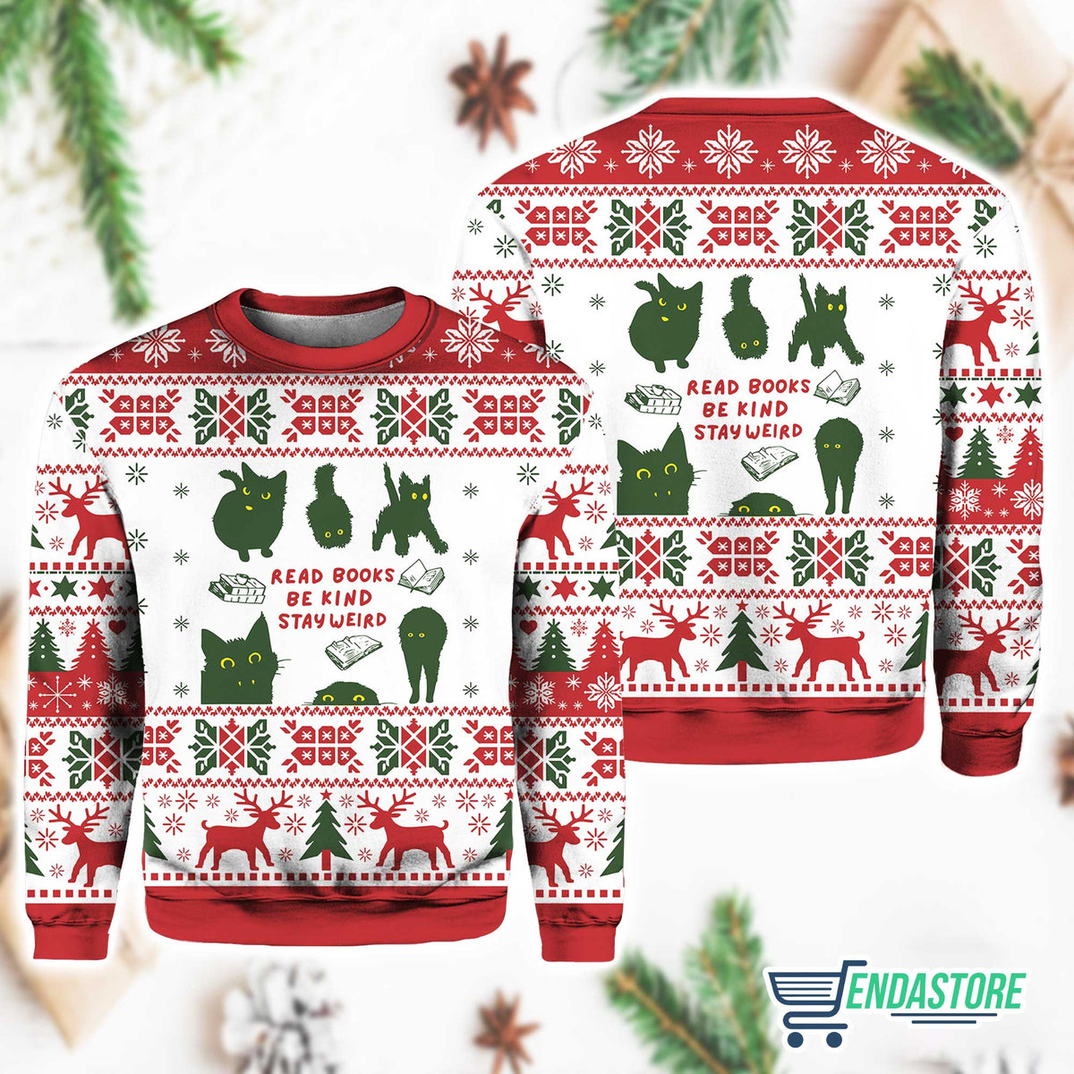 Read Books Be Kind Stay Weird 3D Ugly Christmas Sweater - Holiday Gift product image