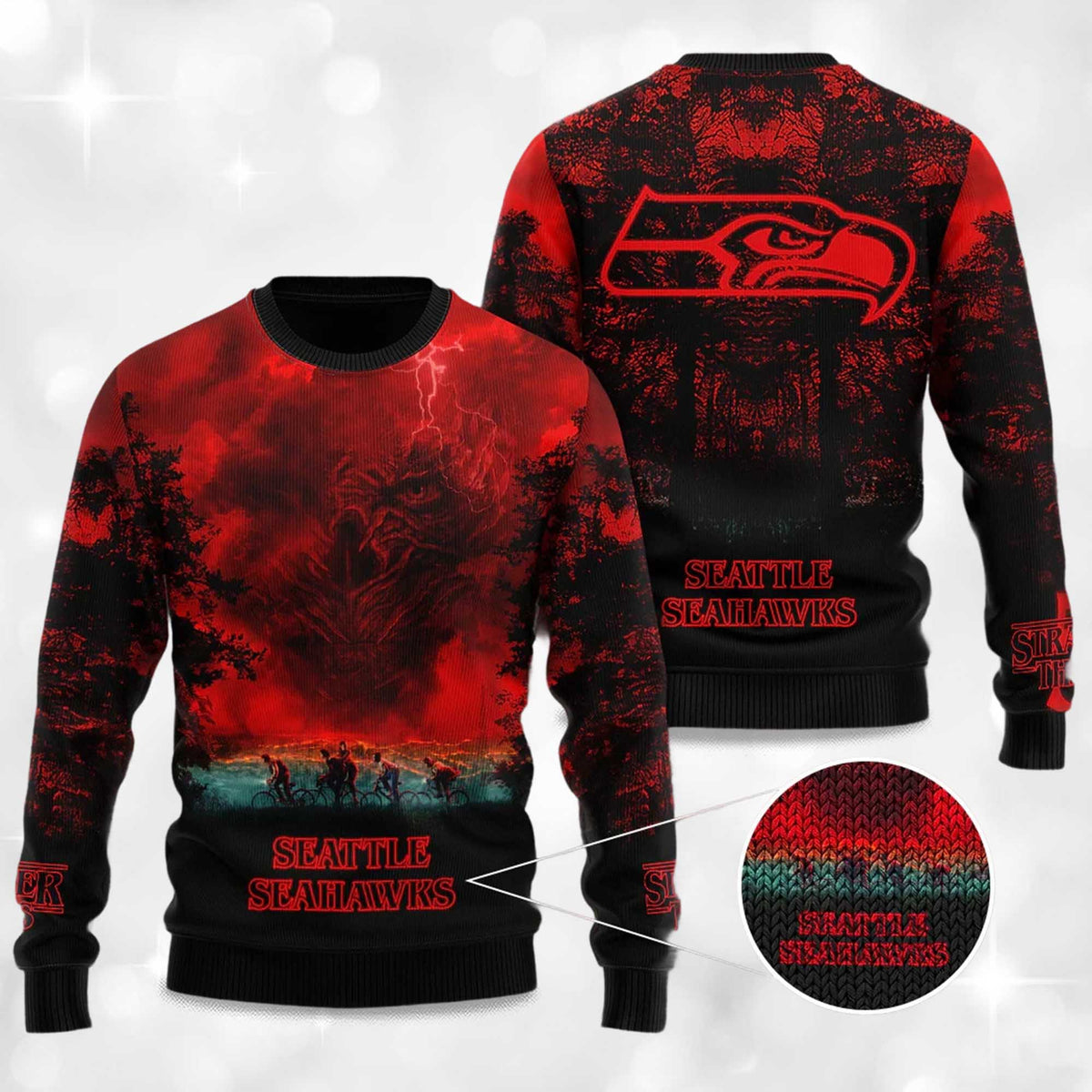 Seahawks Stranger Things Ugly Christmas Sweater - Gift Idea product image 4