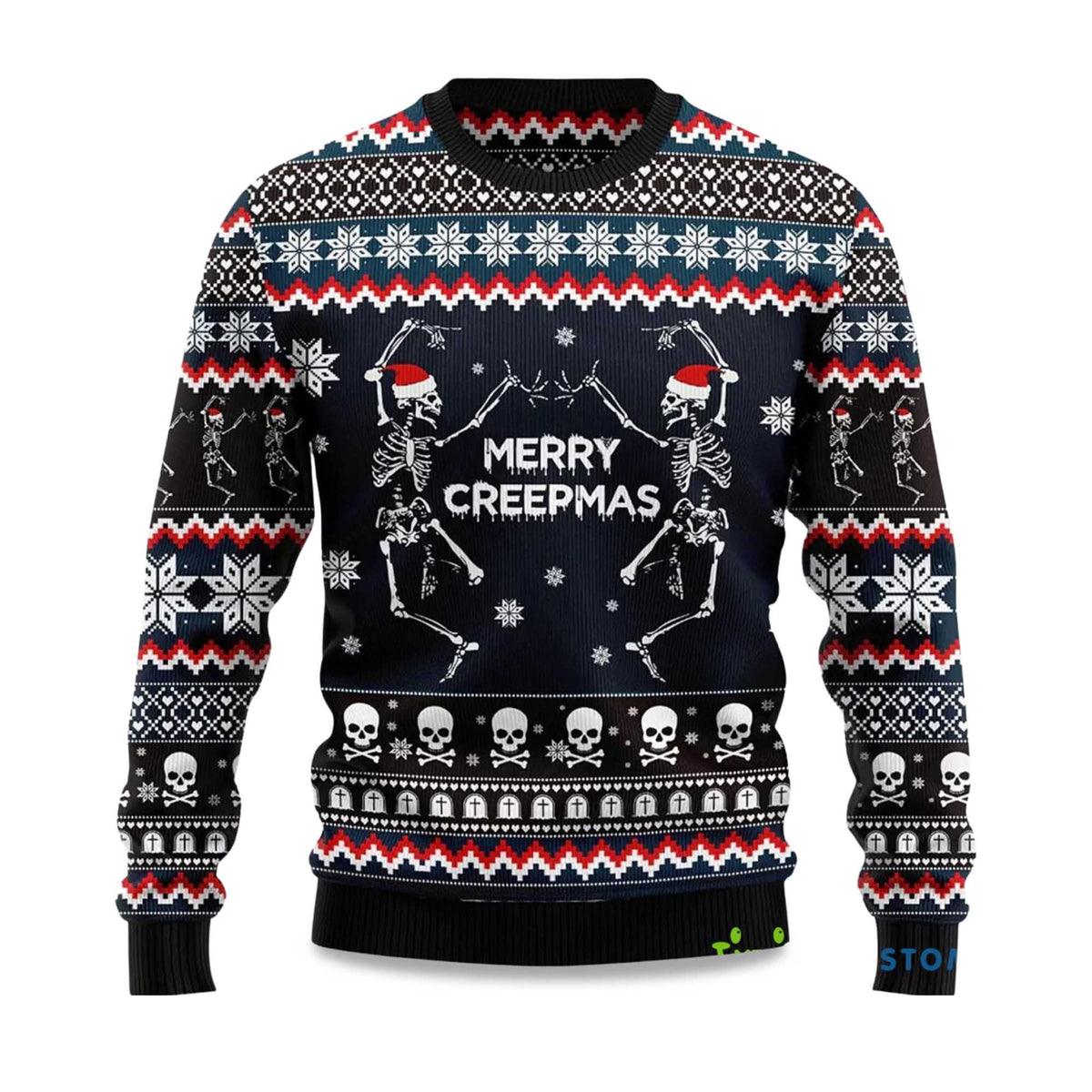 Skeleton Merry Creepmas Ugly Christmas Sweater - Holiday Gift product image