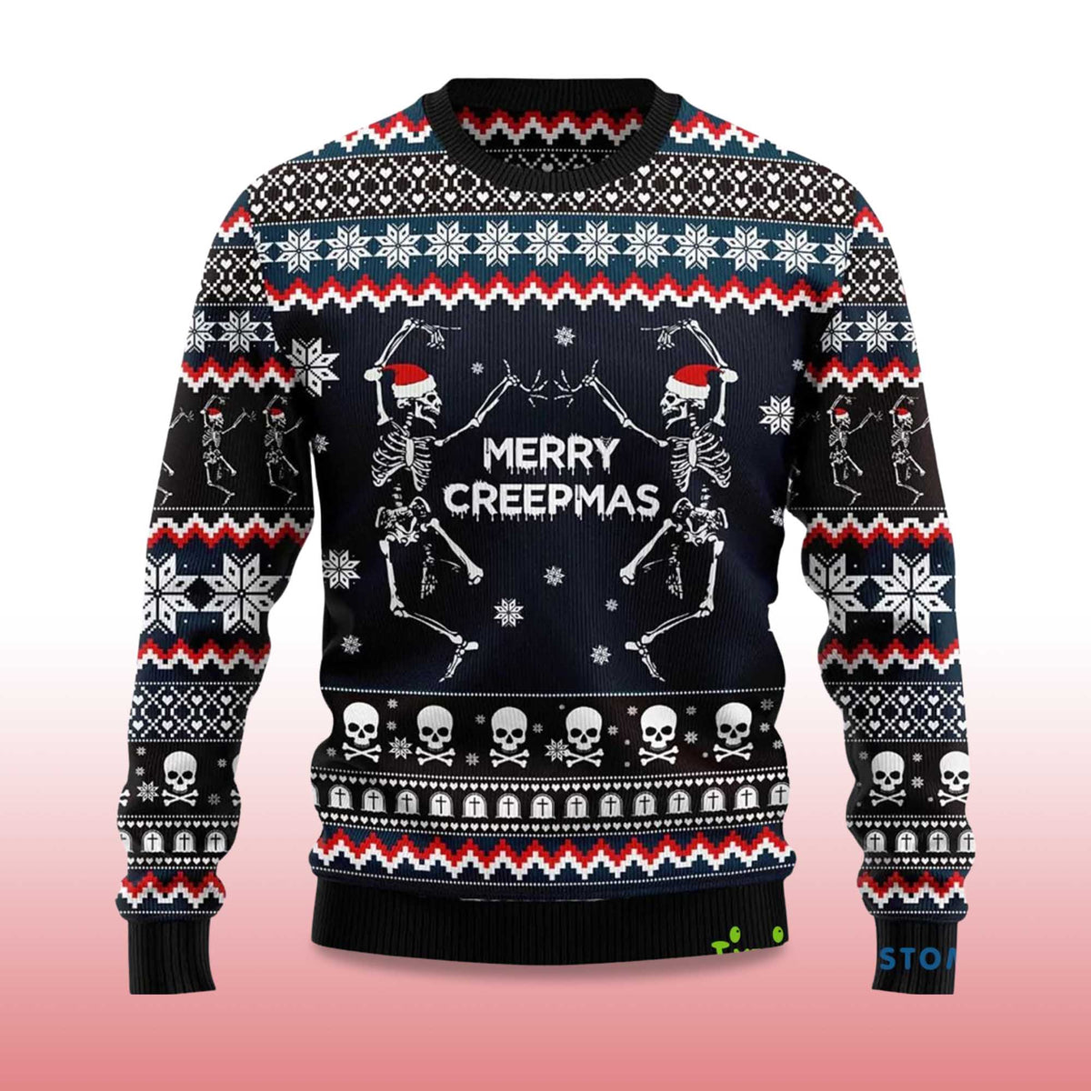 Skeleton Merry Creepmas Ugly Christmas Sweater - Holiday Gift product image 4