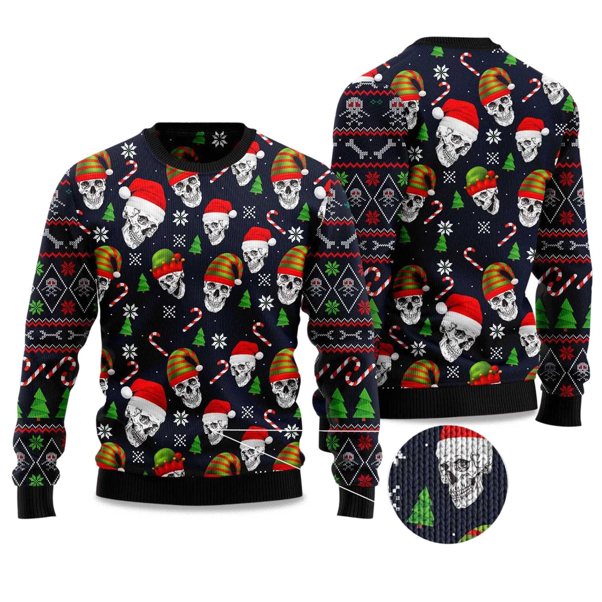Skull Face Ugly Christmas Sweater - Holiday Gift product image