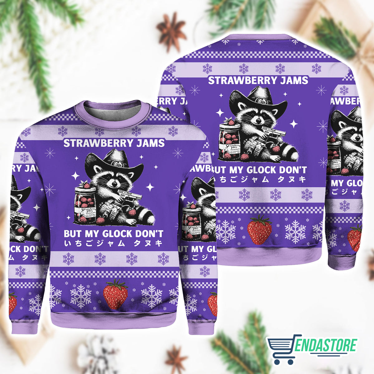 Strawberry Jams But My Glock Don’t 3D Ugly Christmas Sweater - Holiday Gift product image