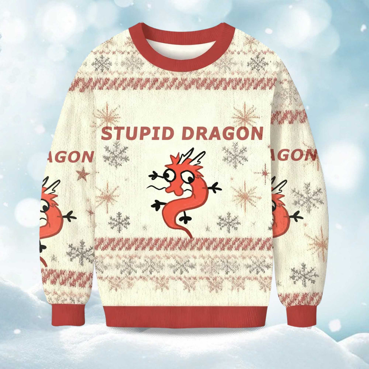 Stupid Dragon Ugly Christmas Sweater - Holiday Gift product image