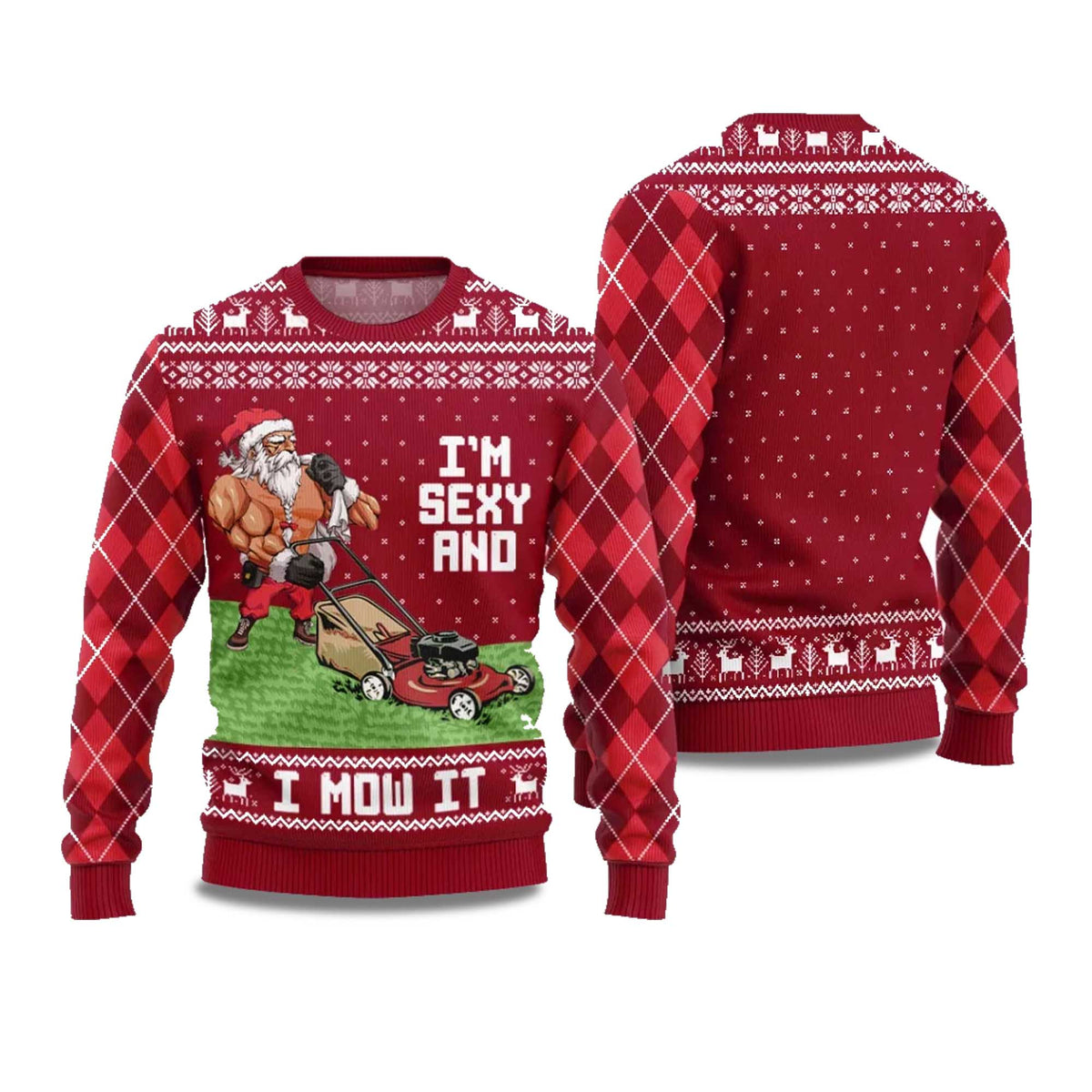 Swole Santa Sexy And Mow It Ugly Christmas Sweater - Holiday Gift product image