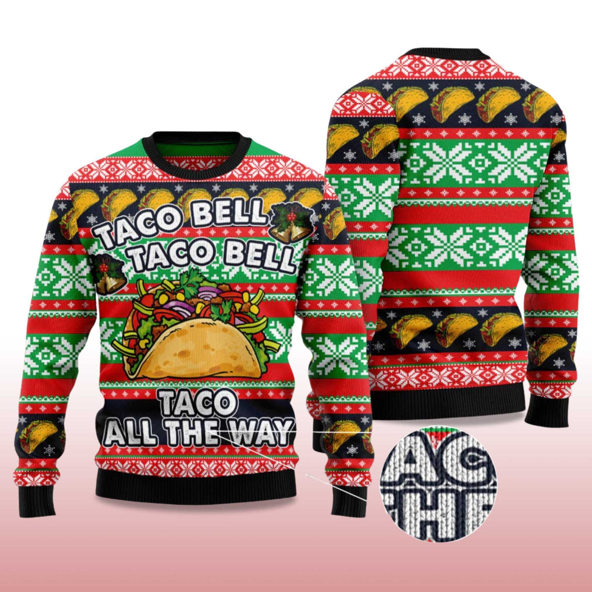 Taco Bell Taco All The Way Ugly Christmas Sweater - Holiday Gift product image 4