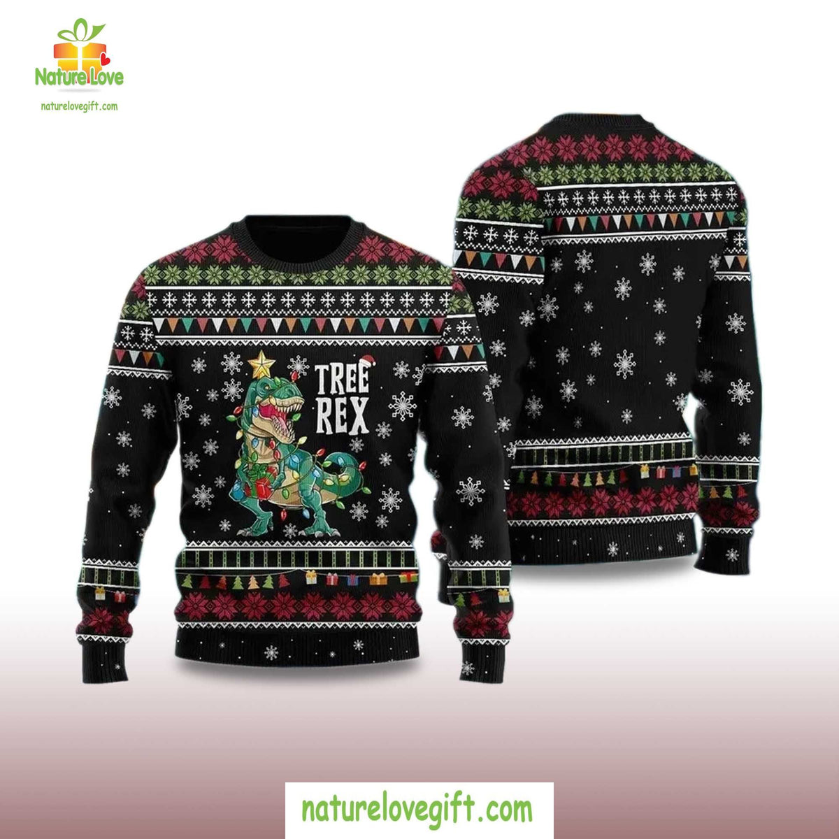 Tree Rex Holiday Festive Top Ugly Christmas Sweater - Holiday Gift product image 2