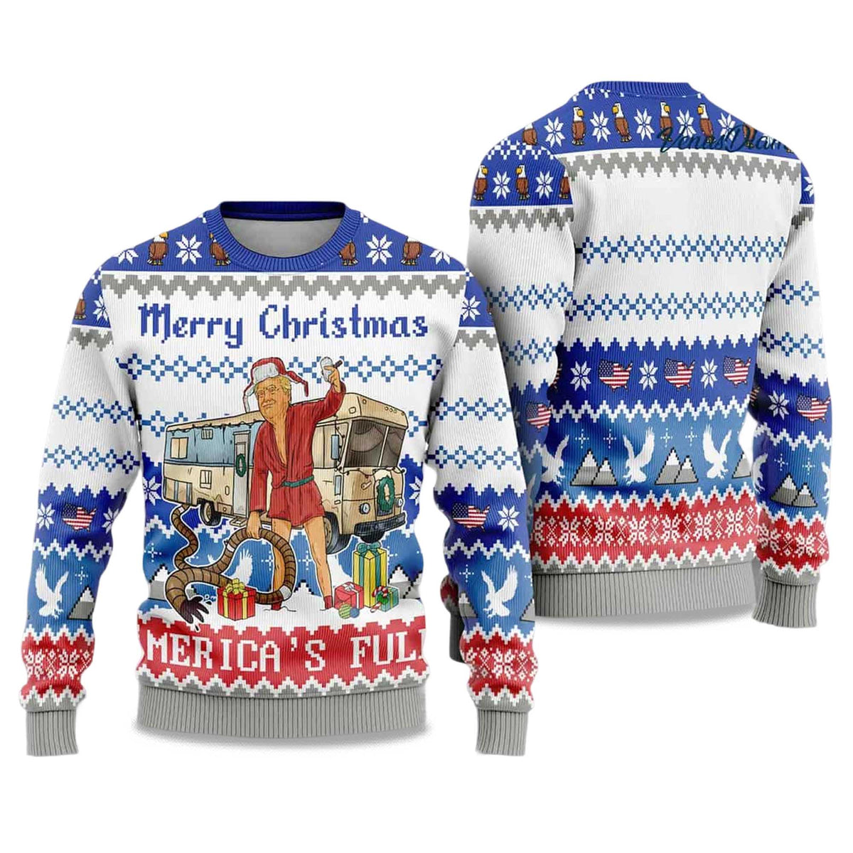 Trump Merry Christmas Americas Full Ugly Christmas Sweater - Holiday Gift product image