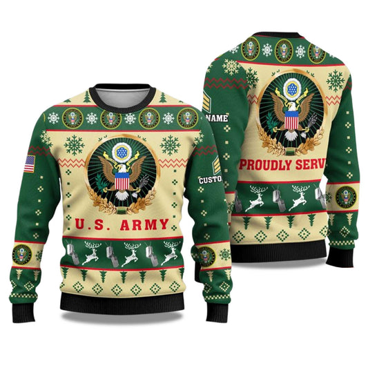 US Army Proudly Served Veterans Ugly Christmas Sweater - Holiday Gift product image