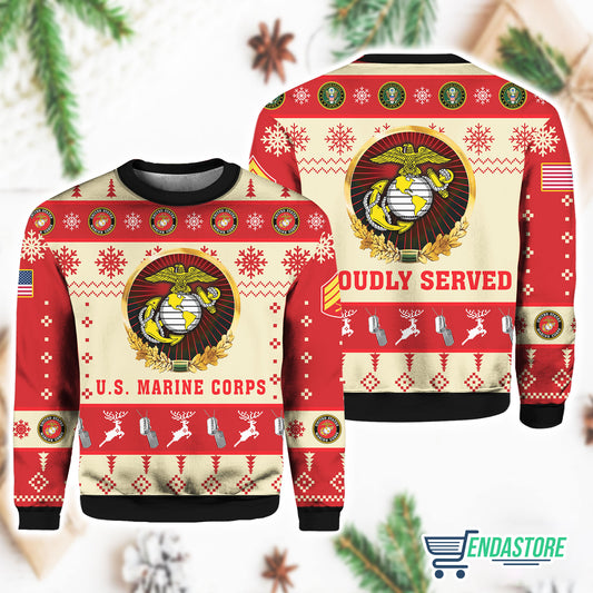 US Marine Corps Veterans Proudly Served 3D Ugly Christmas Sweater - Holiday Gift product image