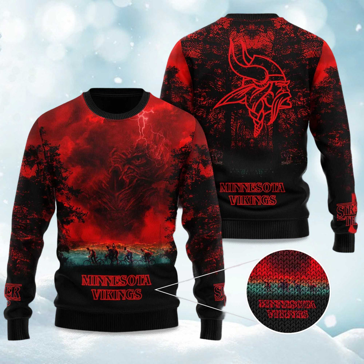 Vikings Stranger Things Ugly Christmas Sweater - Gift Idea product image