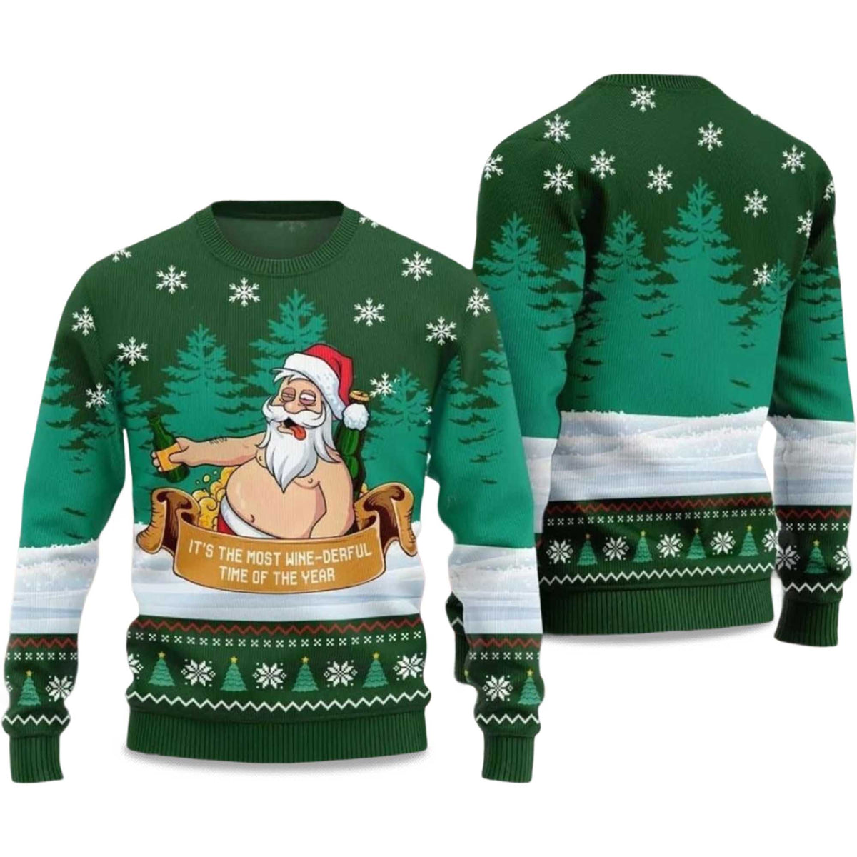 Wine Derful Santa Ugly Christmas Sweater - Holiday Gift product image
