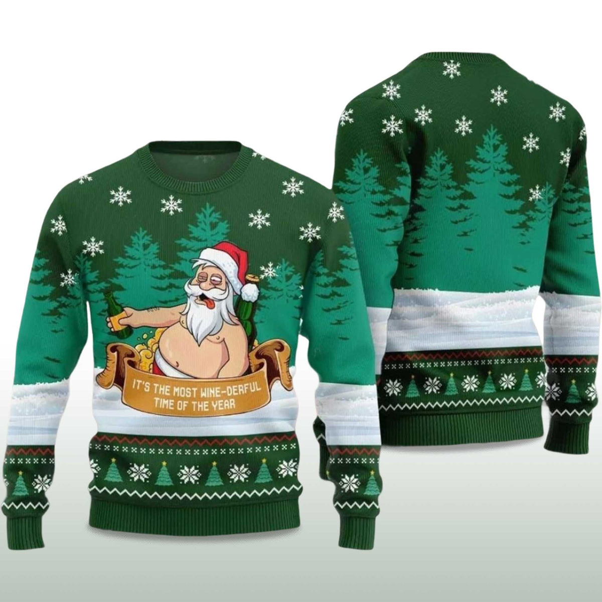 Wine Derful Santa Ugly Christmas Sweater - Holiday Gift product image 4