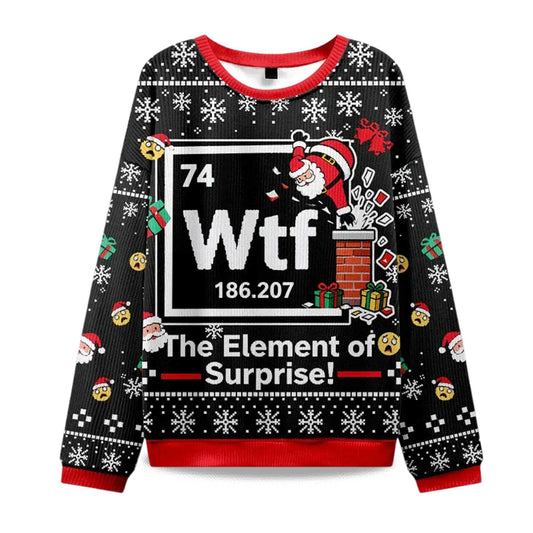 Wtf The Element of Surprise Santa Ugly Christmas Sweater - Holiday Gift product image