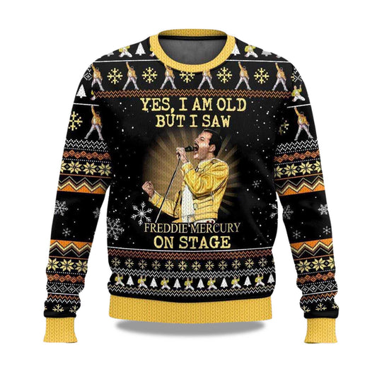 Yes I Am Old But I Saw Freddie Mercury On Stage Freddie Mercury Queen Ugly Christmas Sweater - Holiday Gift product image