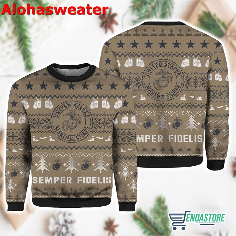 Christmas USMC Semper Fi Ugly Christmas Sweater - Holiday Gift product image