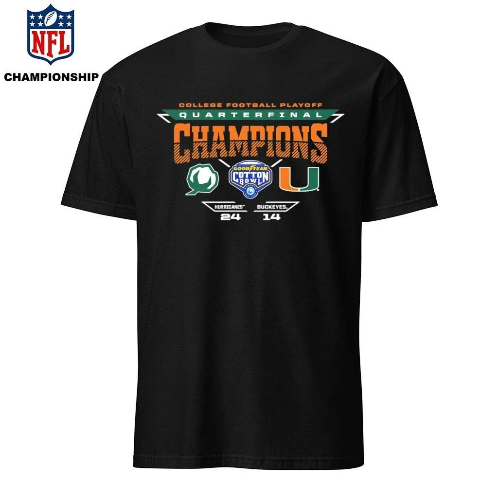 2025 Cotton Bowl Miami Champs - Adult & Kids T-Shirts, Sweatshirts & Hoodies apparel design preview 1