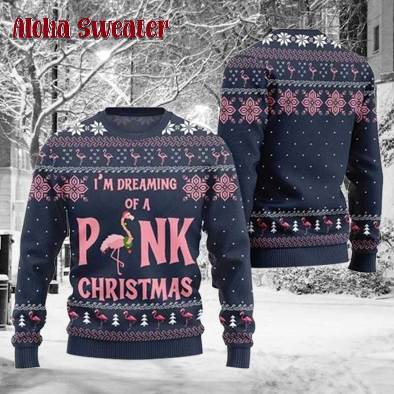 Pink Flamingo All The Way Ugly Christmas Sweater - Holiday Gift product image 5