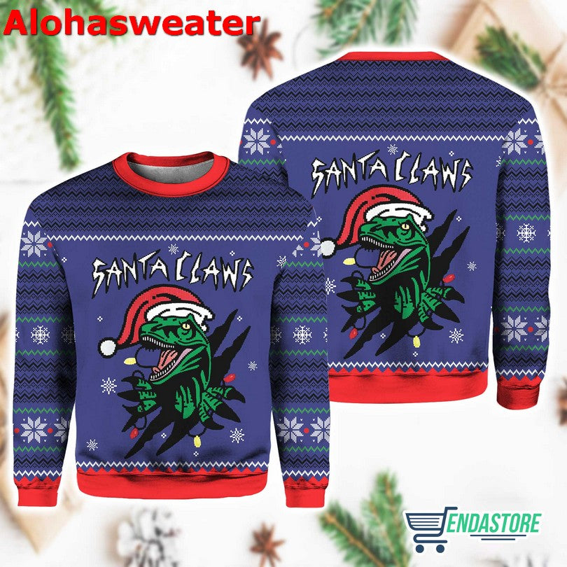 Jurassic Dinosaurs Santa Claws Ugly Christmas Sweater - Holiday Gift product image